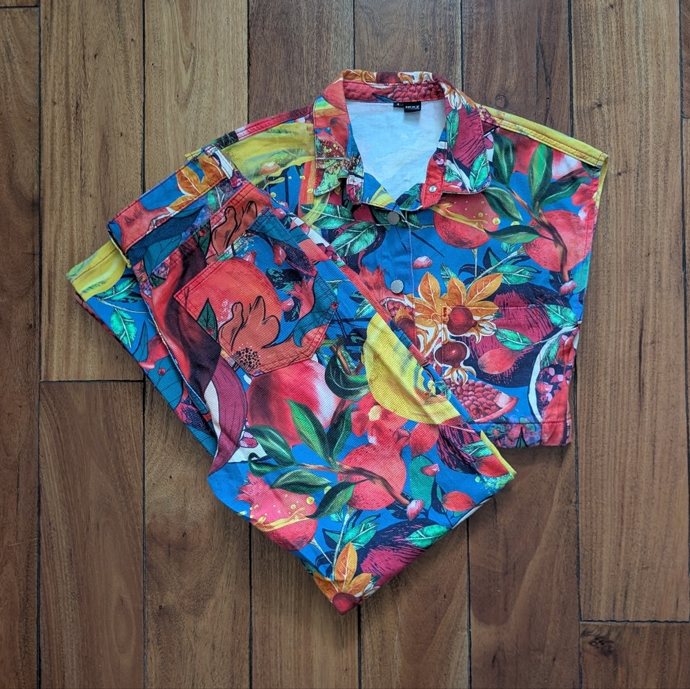 SHEIN Floral AOP Denim Set (S)